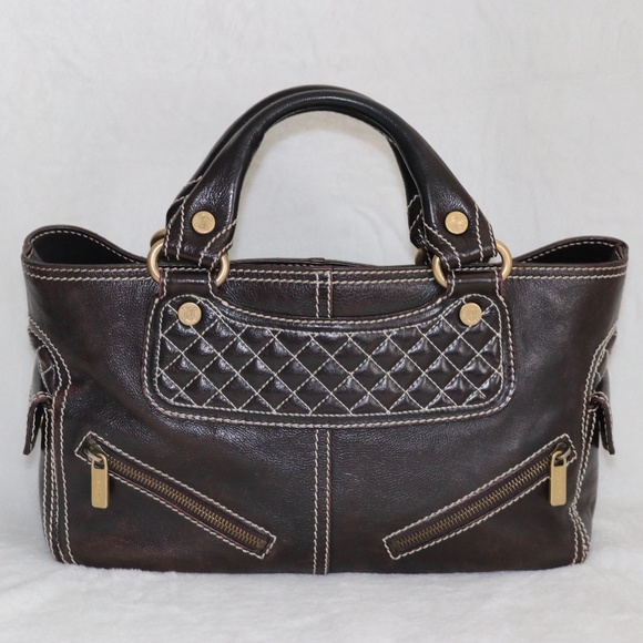 Celine Brown Quilted Leather Boogie Handbag ITALY - Picture 1 of 11
